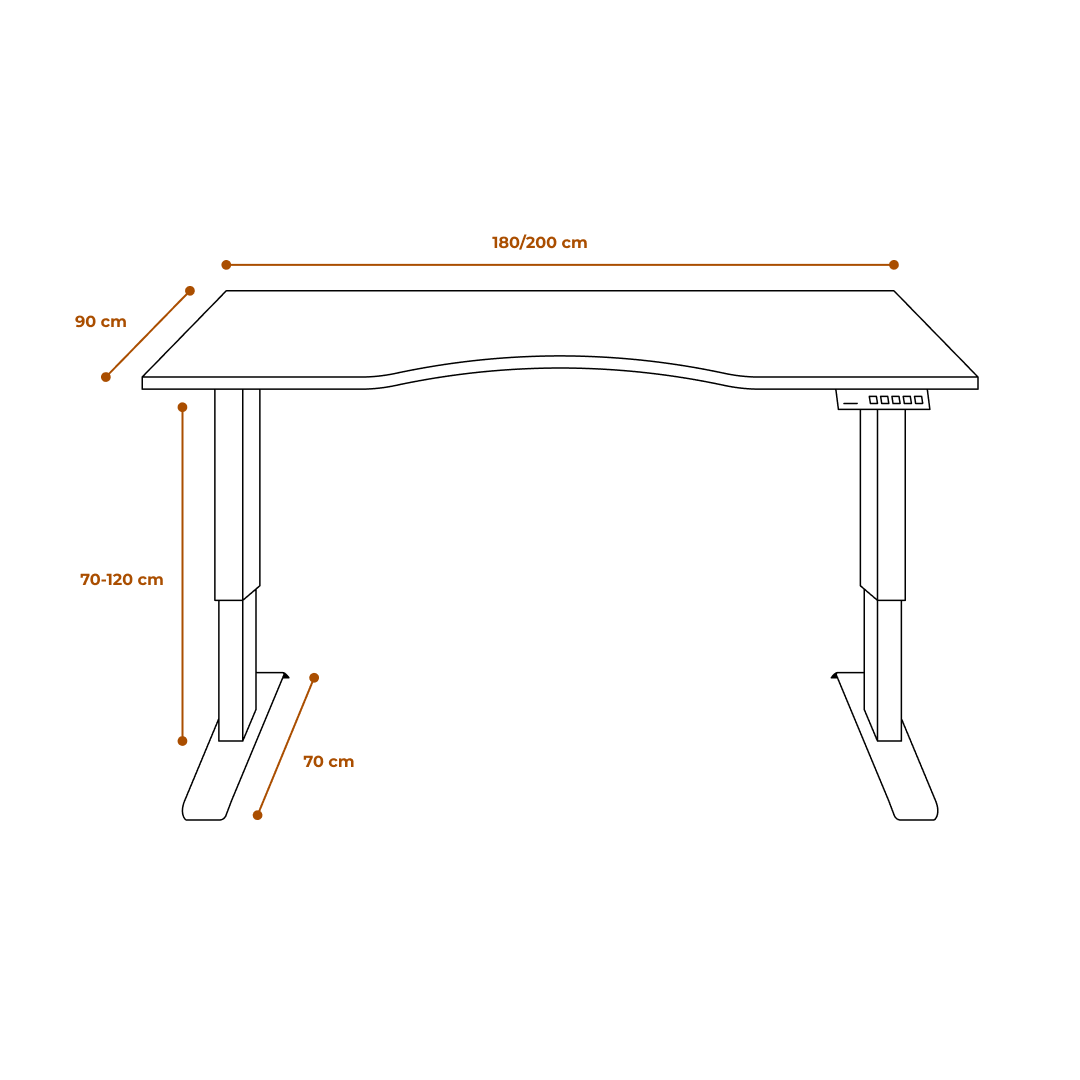 Standable Curved Schreibtisch Abmessungen