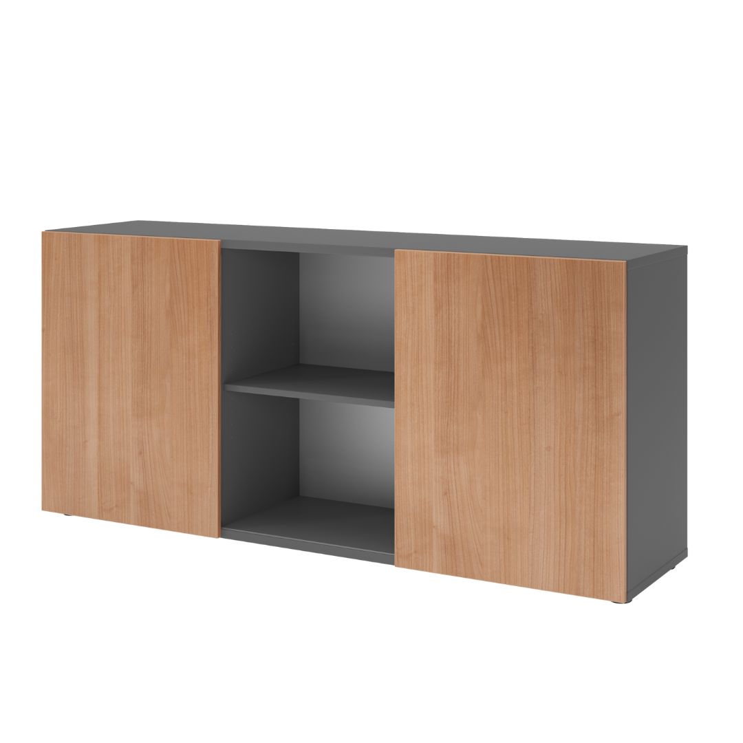 Sideboard GLIDE Graphit mit Walnuss